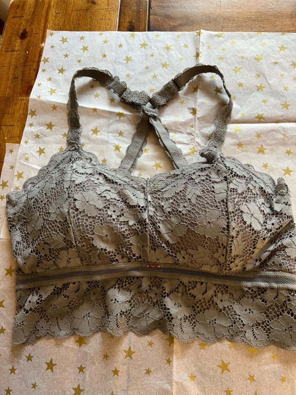 JadyK Juliette Deluxe Gray Floral Lace Bralette L/XL NWOT